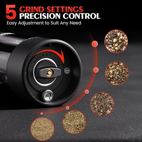 ioion grinder showing built-in LED light for precise seasoning in low light