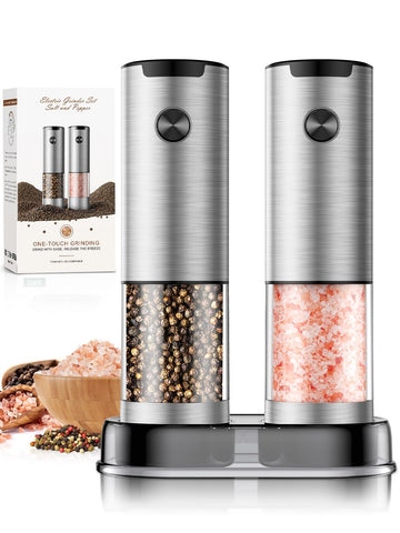 ioion salt and pepper grinder set with automatic grinding for effortless seasoning