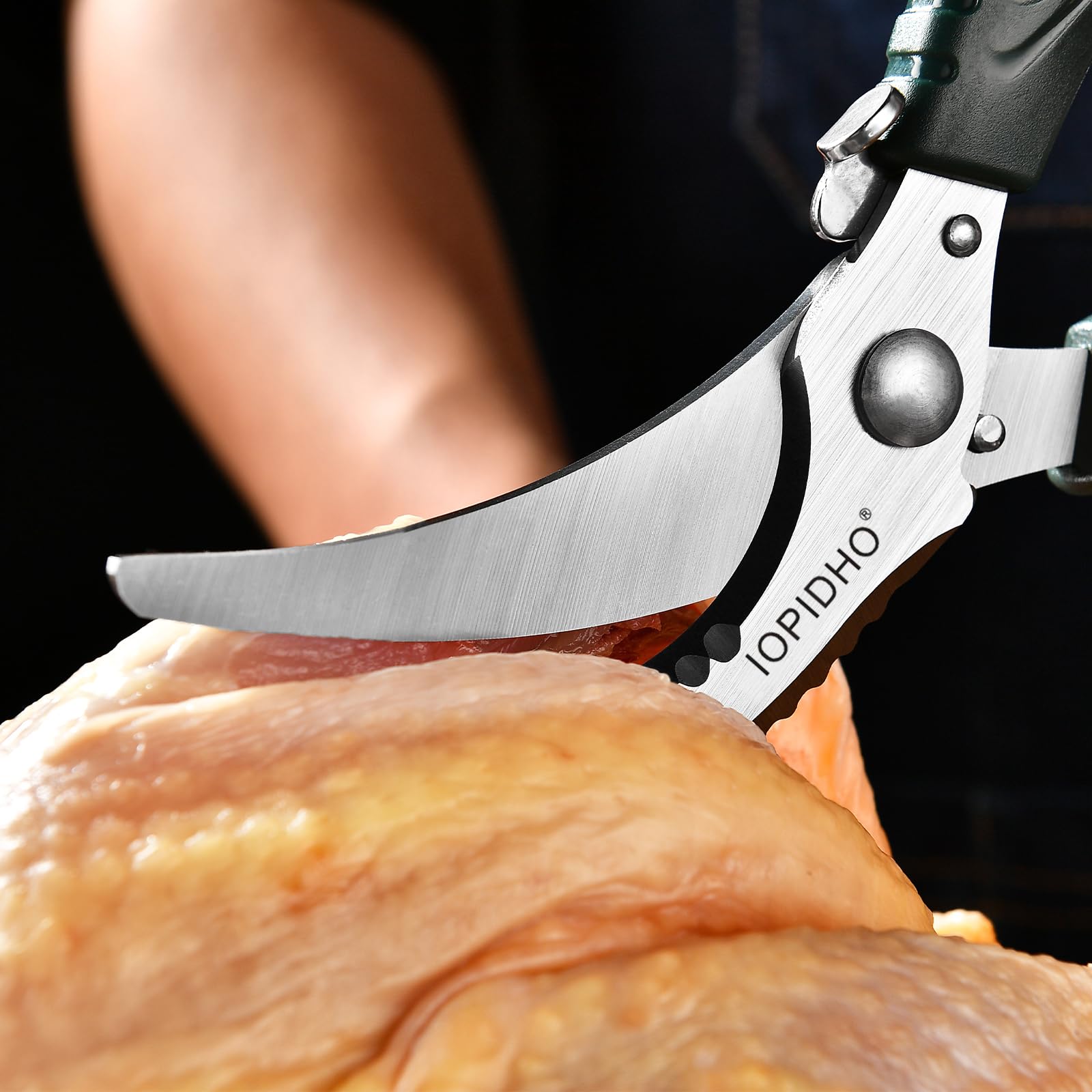 IOPIDHO heavy-duty poultry shears anti-slip handle for safe grip