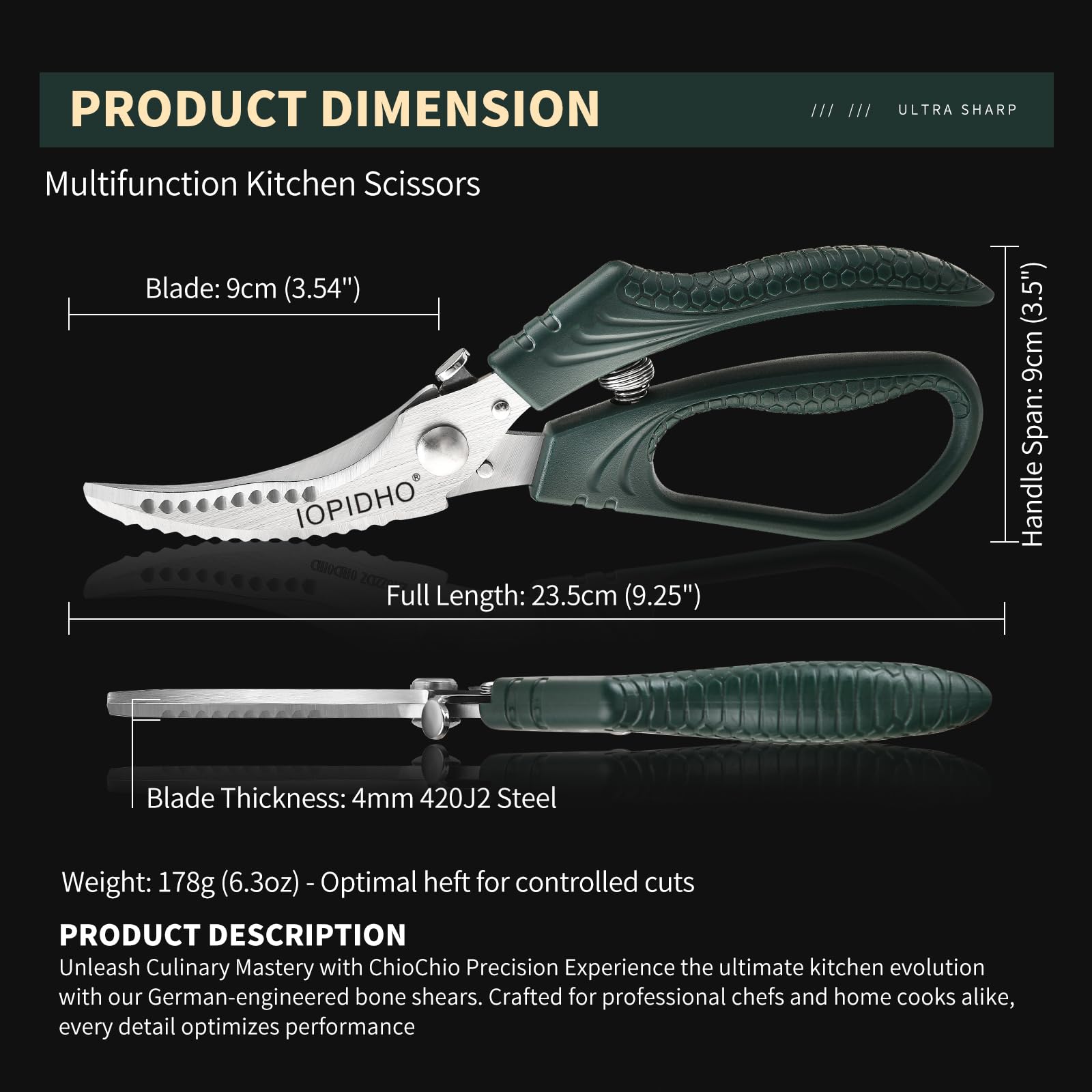 IOPIDHO multipurpose shears ready for diverse kitchen tasks