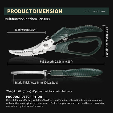 IOPIDHO multipurpose shears ready for diverse kitchen tasks