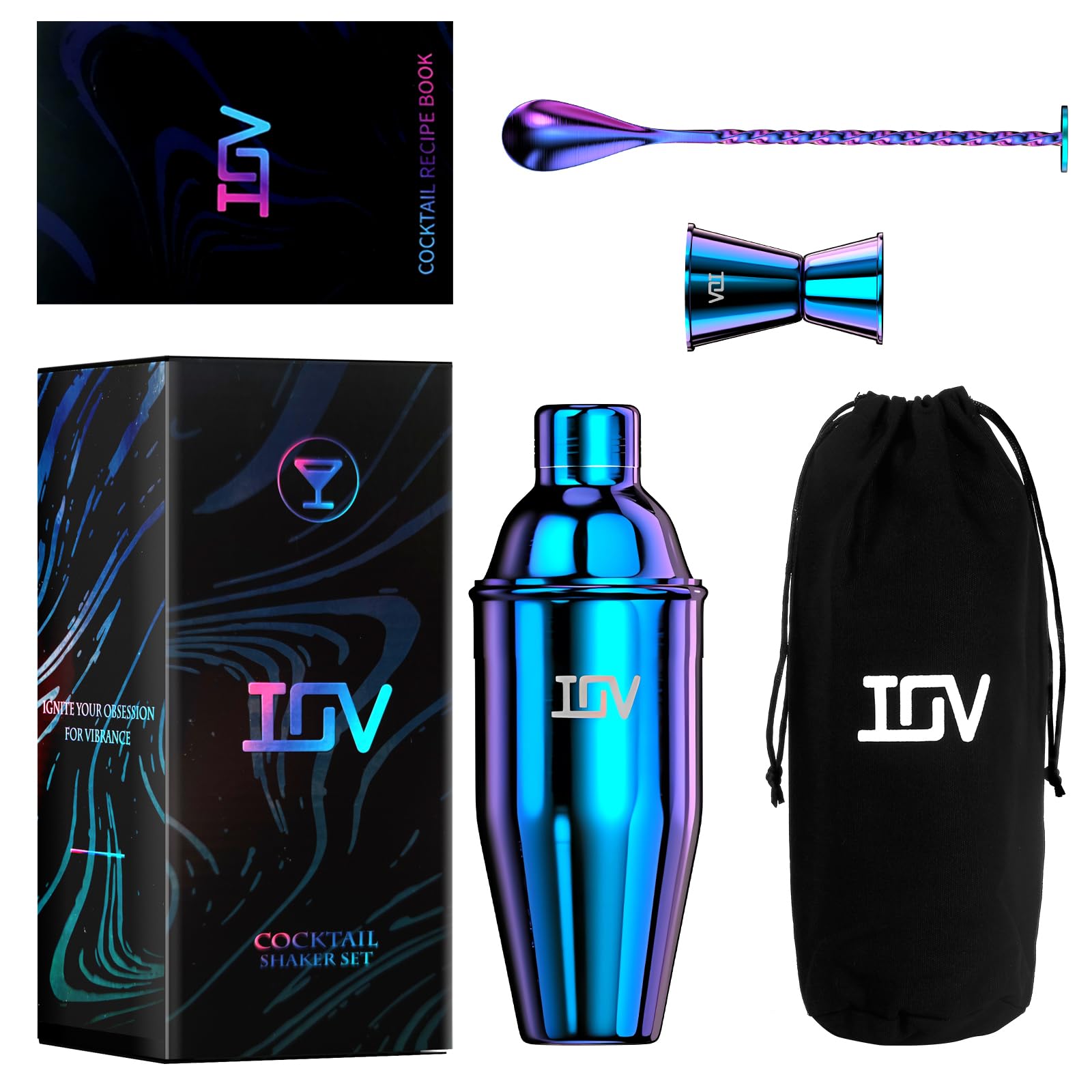 IOV shaker top with built in strainer to reduce spills