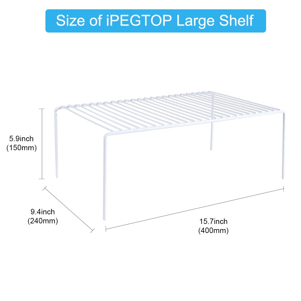iPEGTOP wire shelves installed in cabinet saving space and improving access.