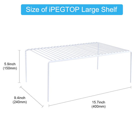 iPEGTOP wire shelves installed in cabinet saving space and improving access.