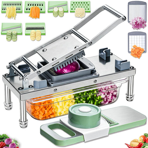 IPOVIPO stainless steel vegetable chopper blades enable quick, even dicing.