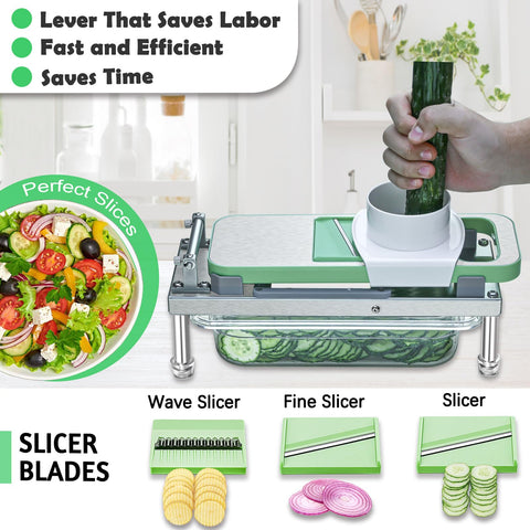 IPOVIPO chopper with container captures chopped produce for easy transfer.
