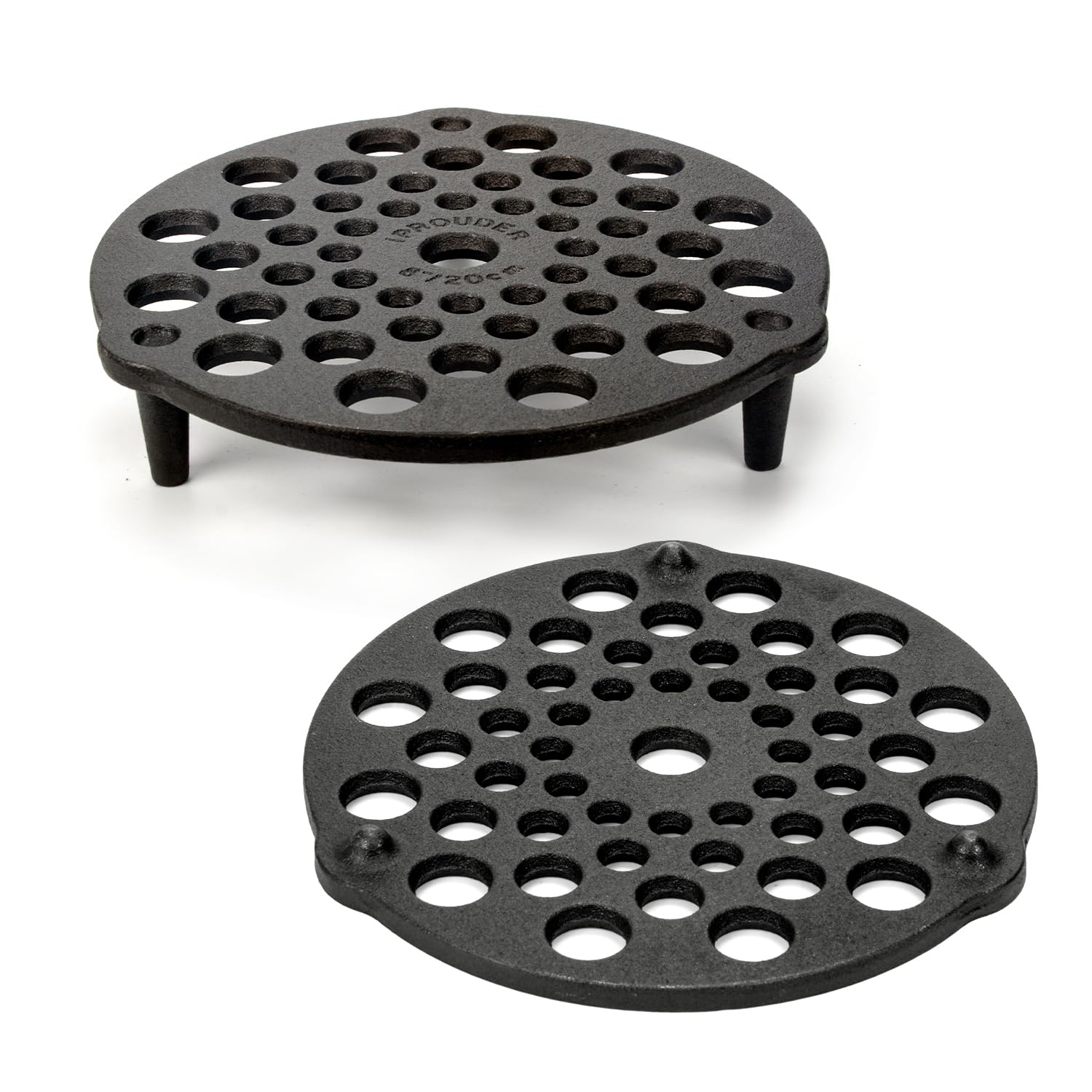 IPROUDER cast iron trivet 8-inch two-piece set elevates food above heat for even cooking.