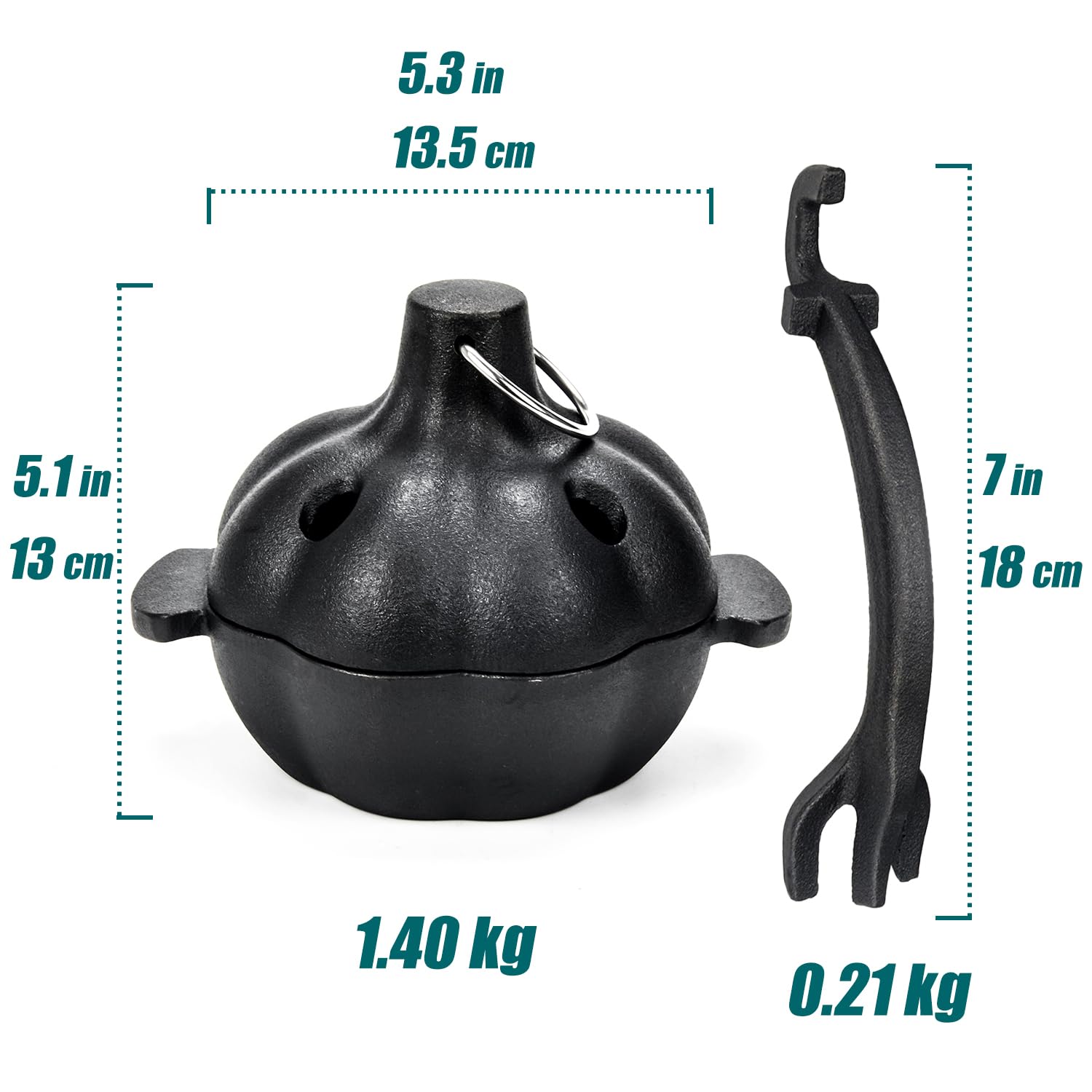 IPROUDER smoker-style cast iron roaster enhances garlic caramelization on oven or grill.
