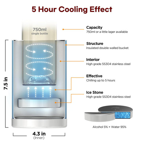 IPUJAN stainless ice stone inside bucket for mess-free chilling
