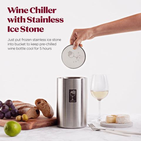 IPUJAN wine chiller bucket silver side view shows insulation profile