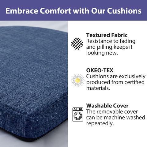 IPYNBAP 2-inch-thick navy cushions balance comfort and durability.