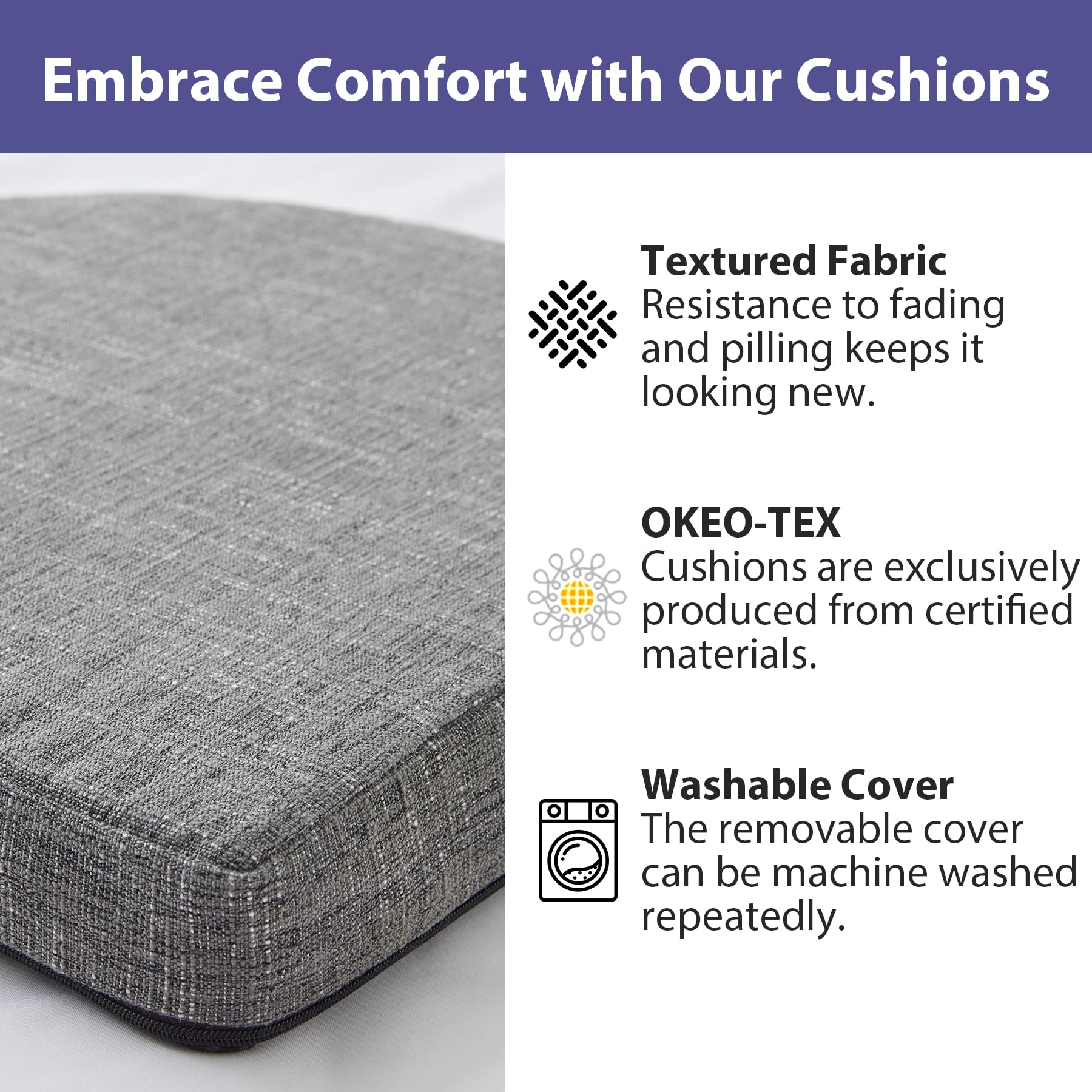 IPYNBAP 30D foam cushions provide supportive seating with quick rebound