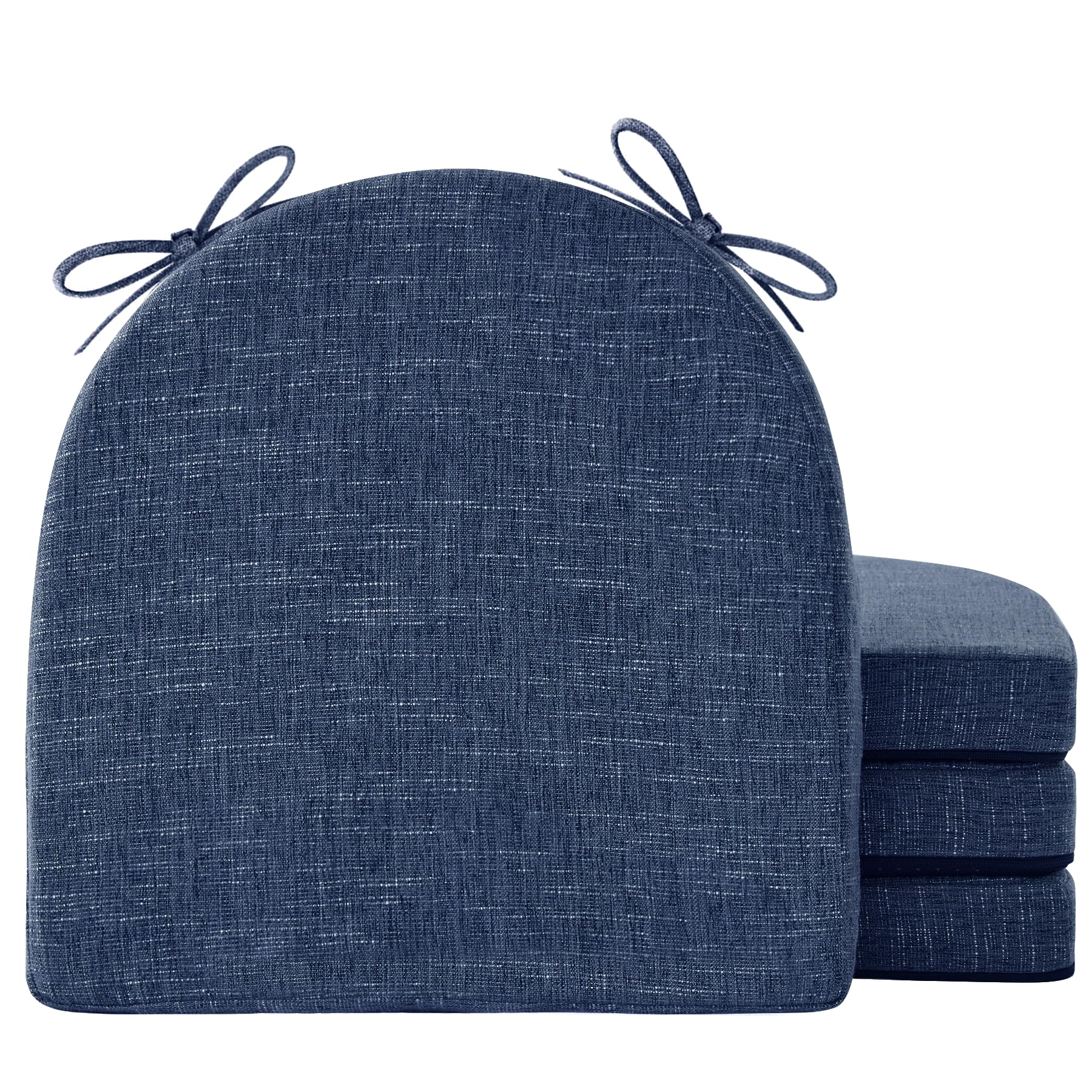 IPYNBAP dining chair cushions with ties demonstrate secure fit on chairs.