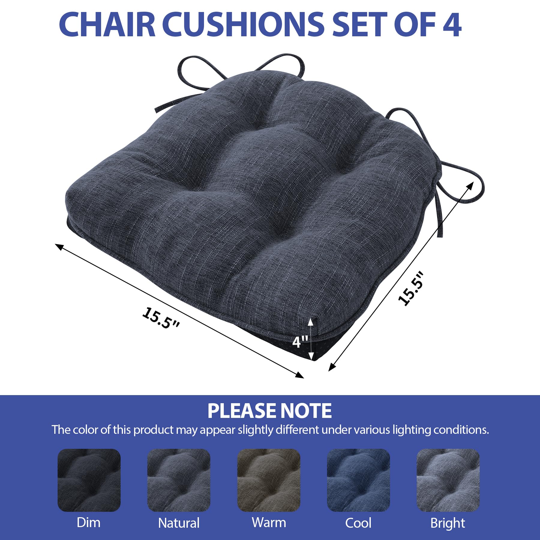 IPYNBAP chair cushion with ties and non-slip backing for stability
