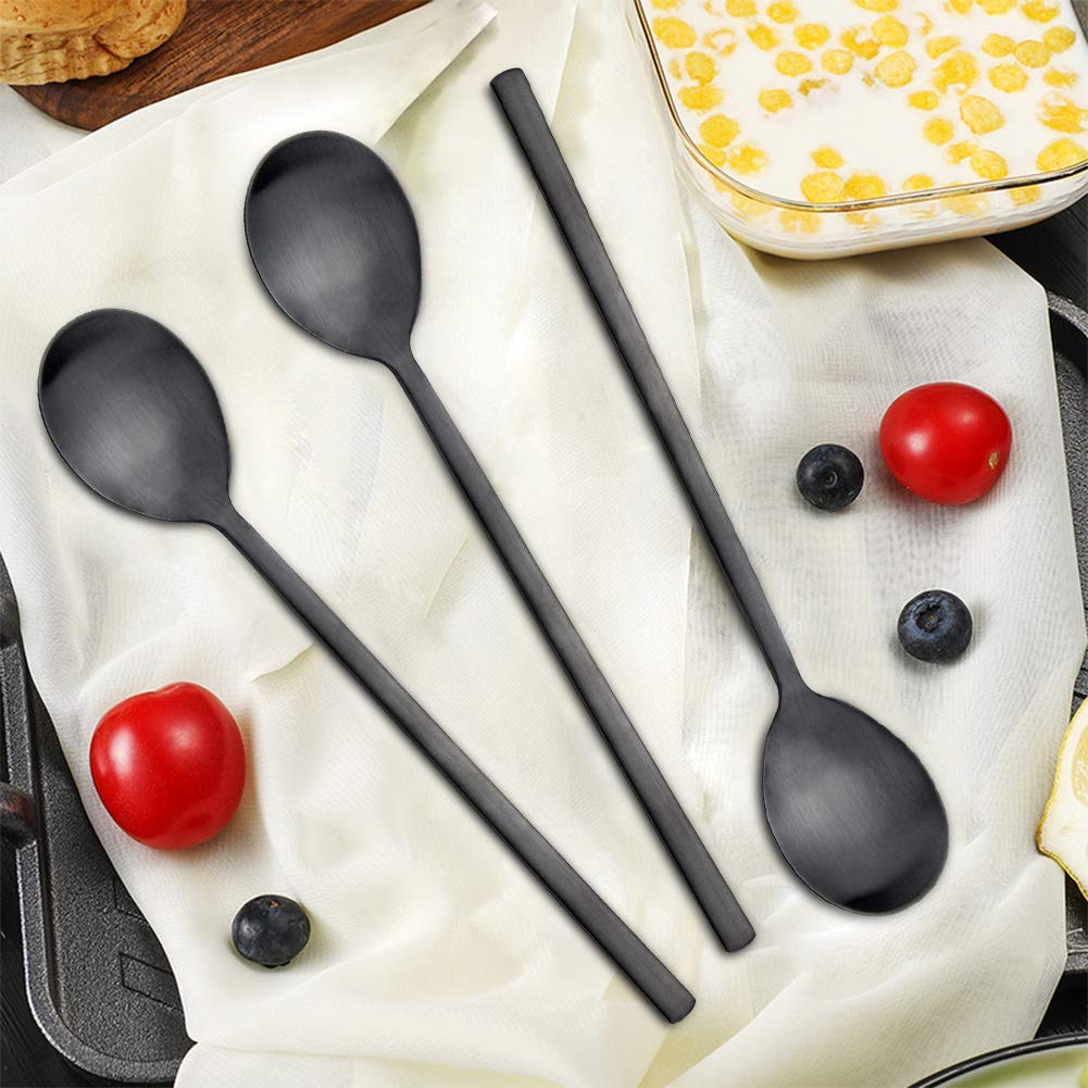 IQCWOOD long-handle spoon 8.5 inches ideal for deep bowls and ramen