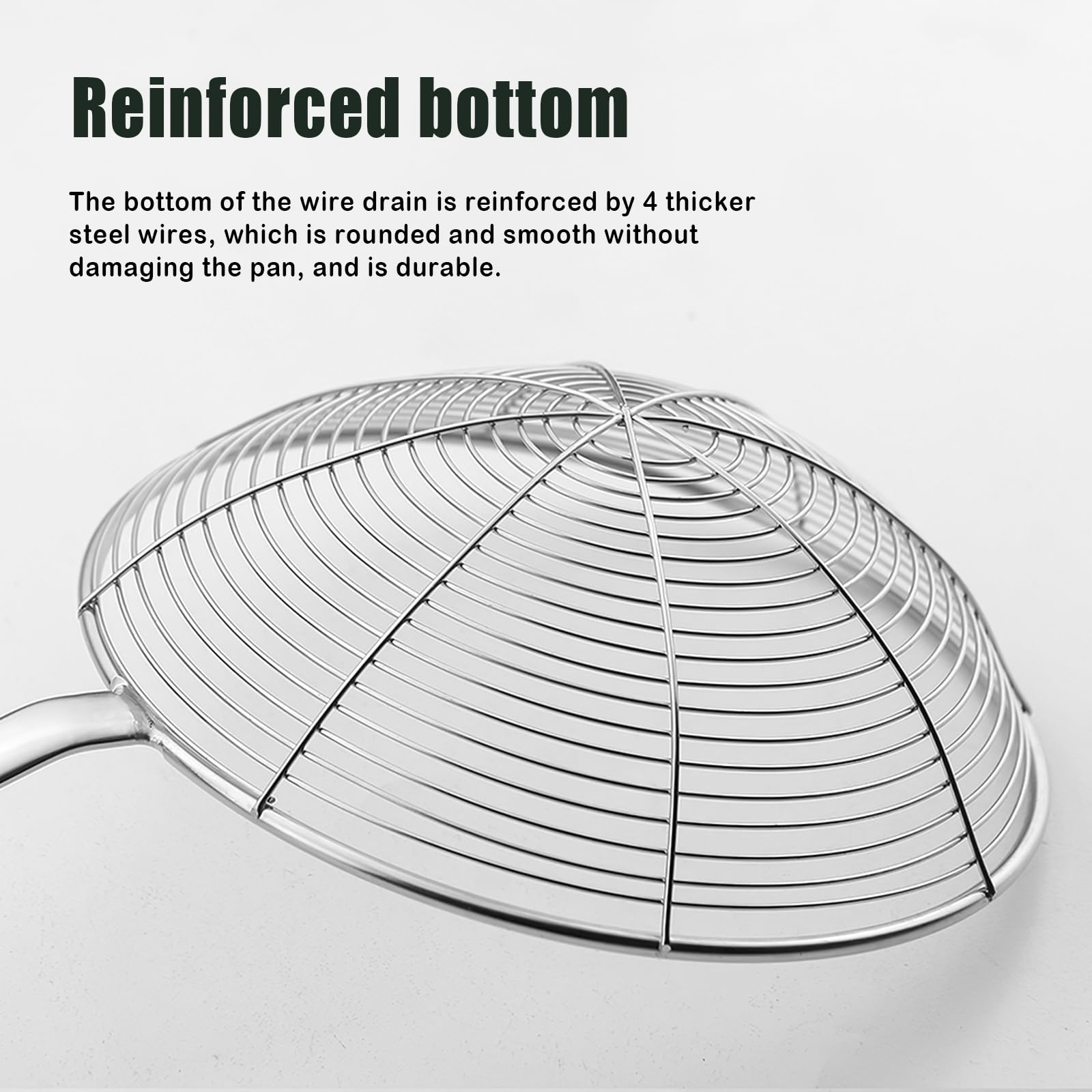 IQCWOOD spider strainer long wooden handle protects hands from splashes.