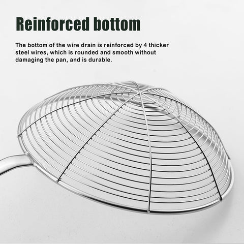 IQCWOOD spider strainer long wooden handle protects hands from splashes.