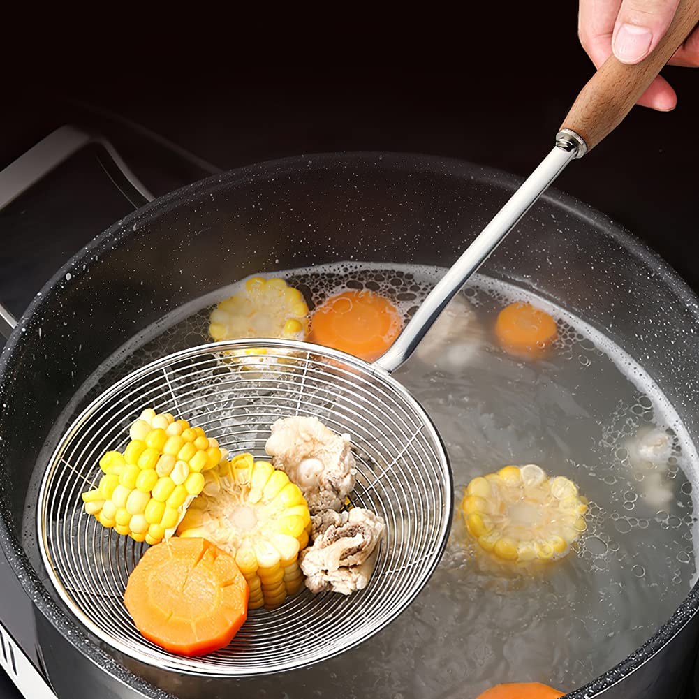 IQCWOOD spider strainer stainless steel finish, durable and long-lasting.