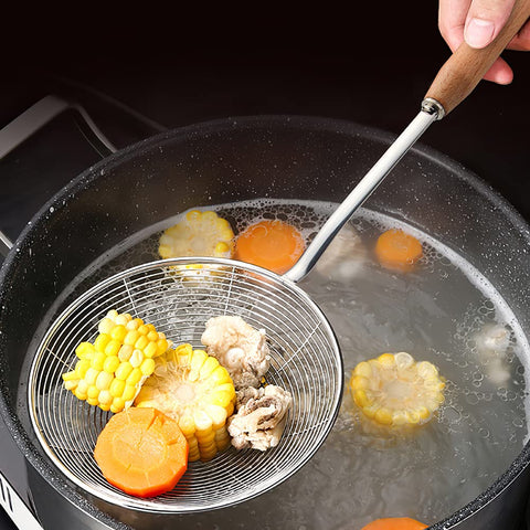 IQCWOOD spider strainer stainless steel finish, durable and long-lasting.