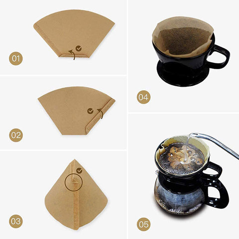 Irekamons No. 4 cone filter in use with a drip coffee maker