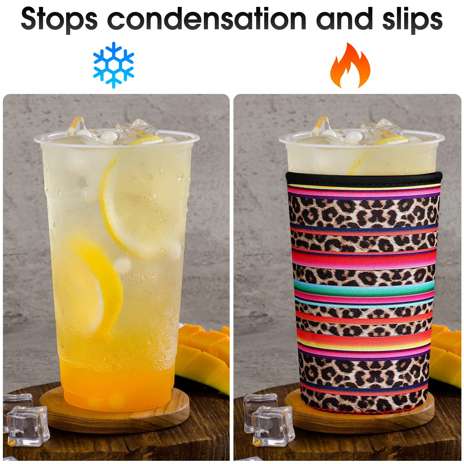 Irenare cactus print sleeve offers color and insulation for on-the-go sipping.