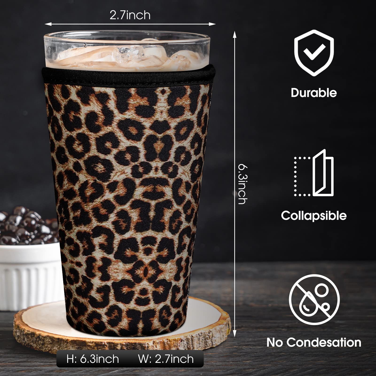 Irenare wildflower pattern sleeve adds style while maintaining grip on iced drinks.