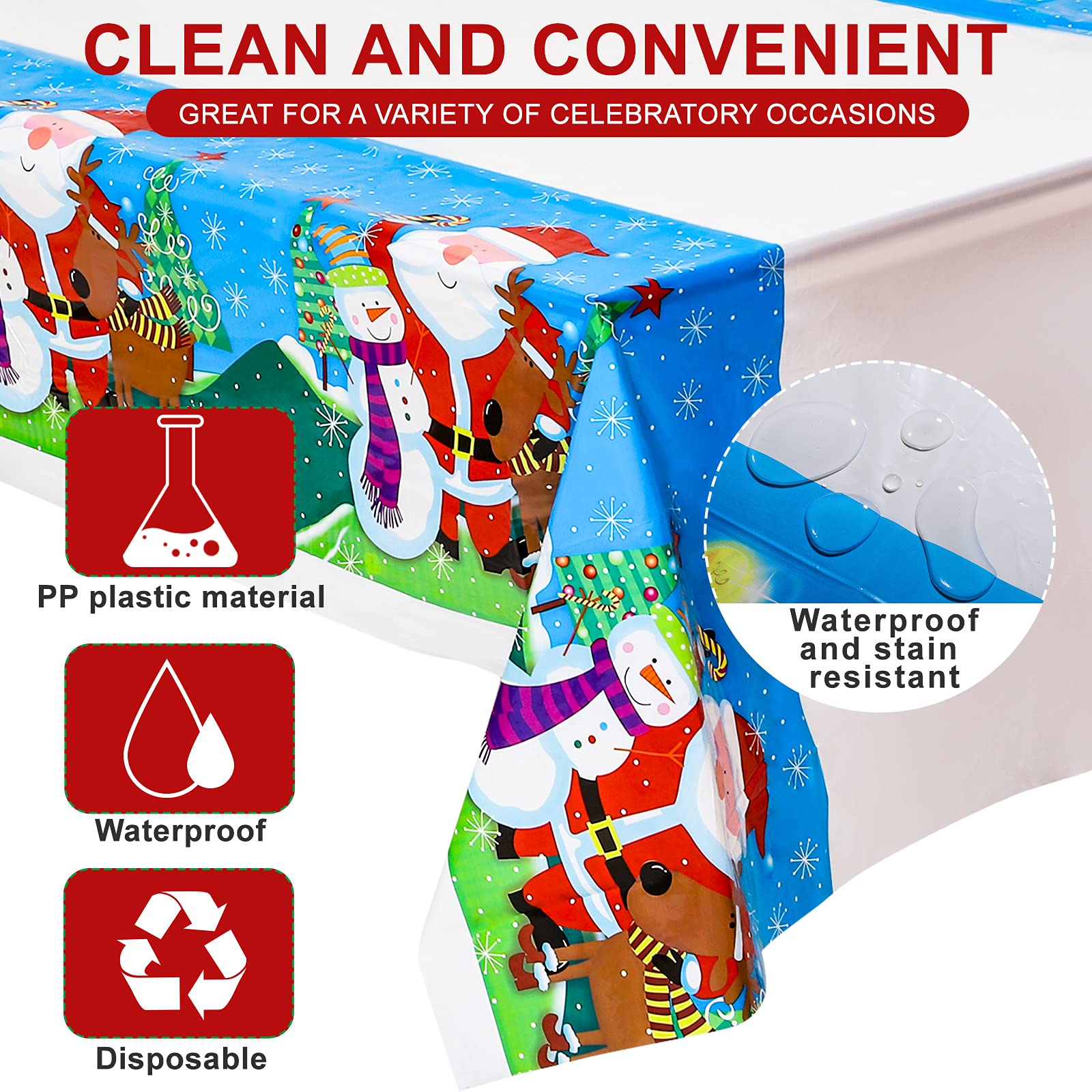Irenare Christmas tablecloth reindeer pattern boosts holiday vibe while protecting surfaces