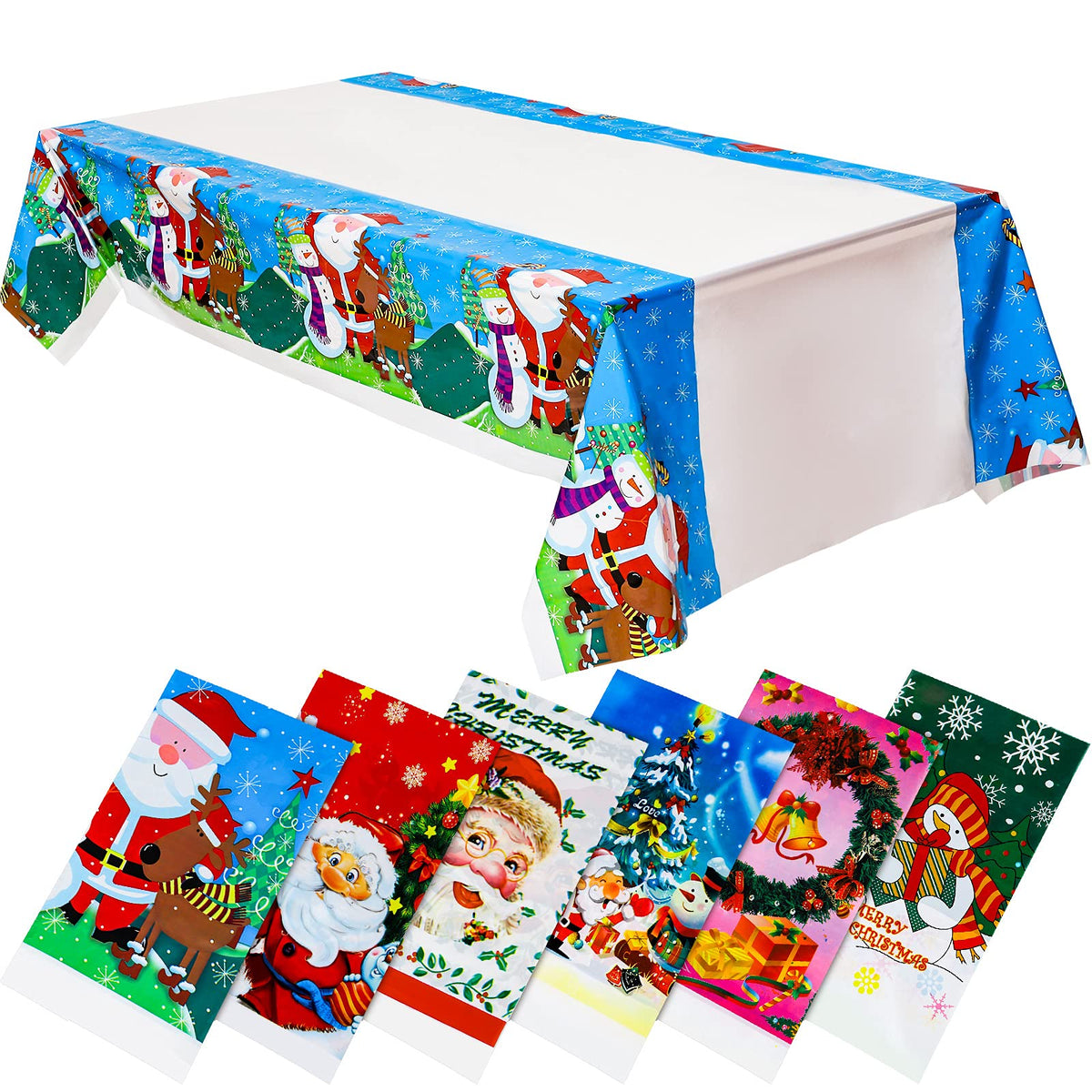 Irenare Christmas tablecloth with Santa pattern for festive dining and quick cleanup