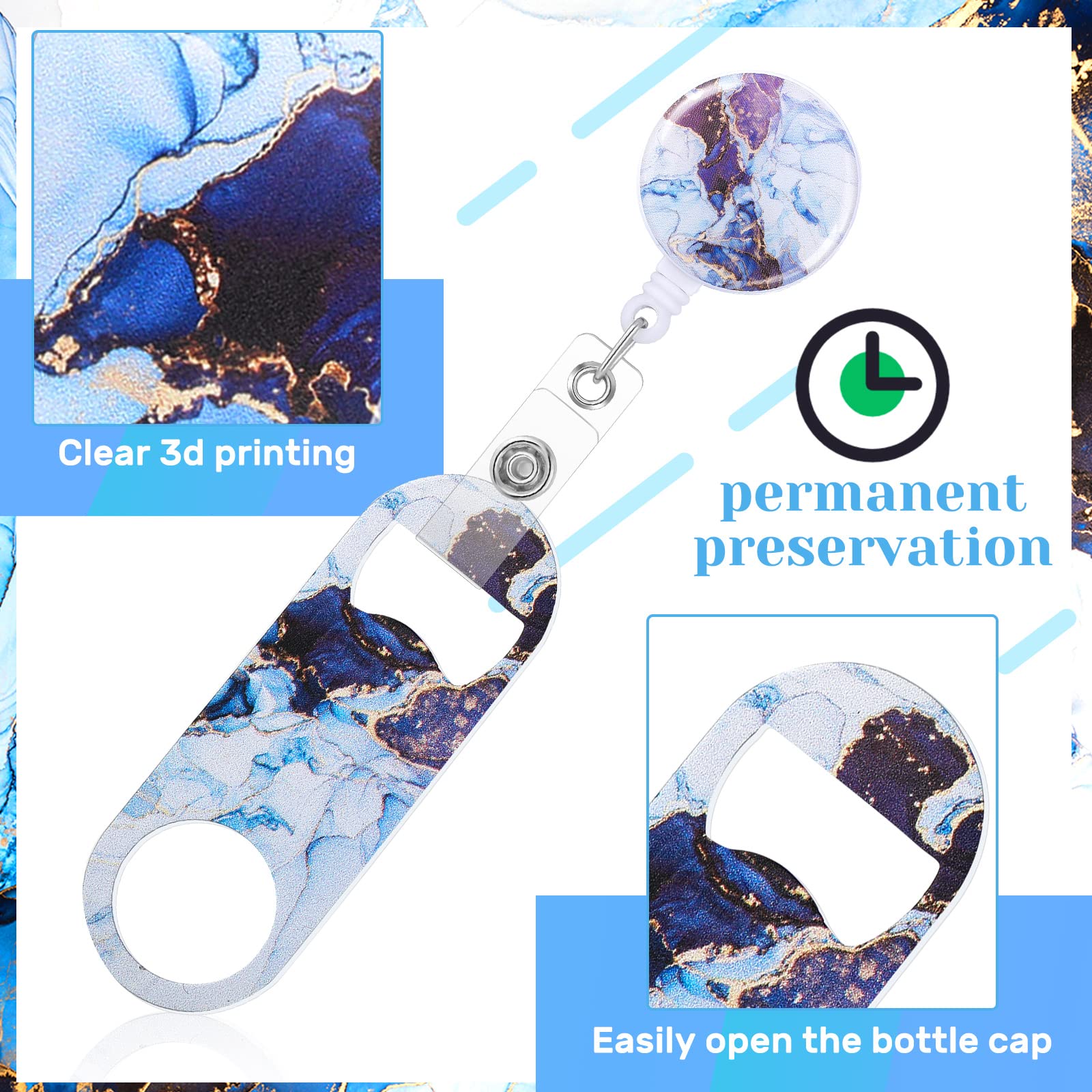 Irenare retractable badge reel bottle opener showcased for bartenders.