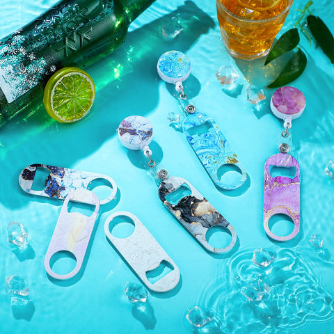 Irenare marble-style bottle openers on a display.