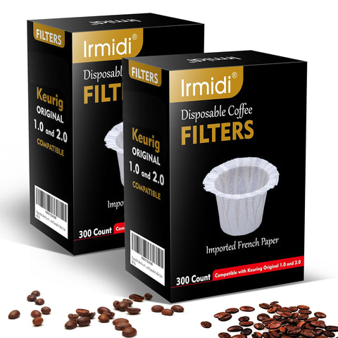 Irmidi 600-count disposable coffee filters fit Keurig machines for a cleaner cup