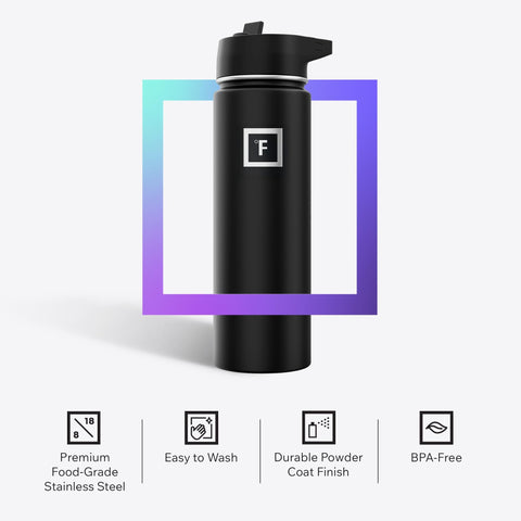 IRON °FLASK Aurora insulated body showcases sweat-free exterior.