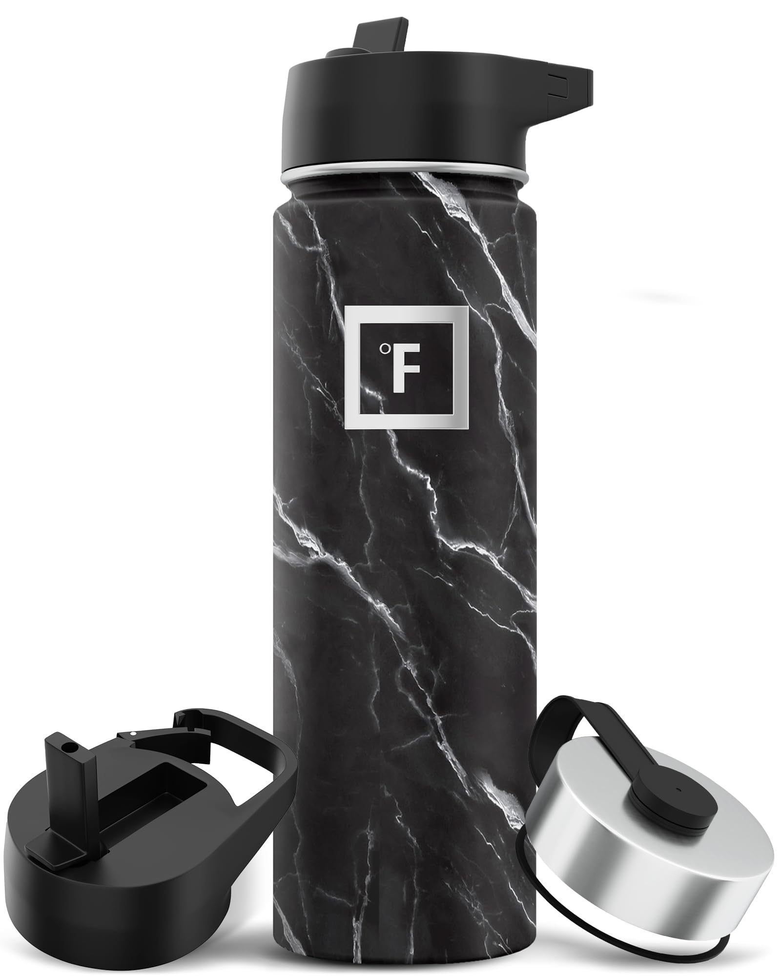 IRON FLASK camping hydration bottle with straw lid for easy sipping on trails.