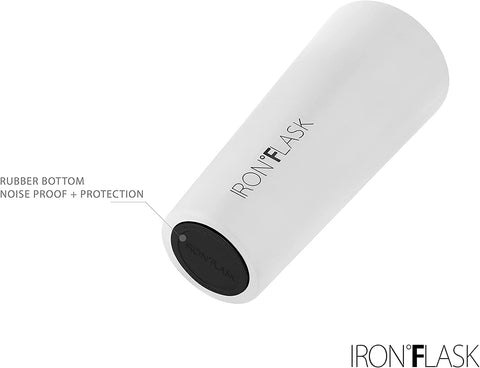 IRON °FLASK Logo close-up on powder-coated texture for premium look.