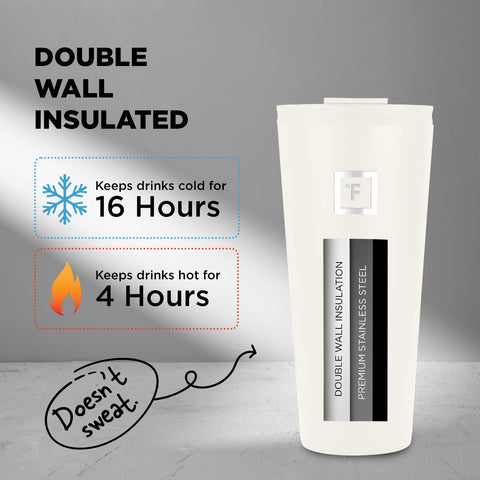 IRON °FLASK Classic Tumbler cashmere cream double-walled stainless steel for reliable temperature retention.