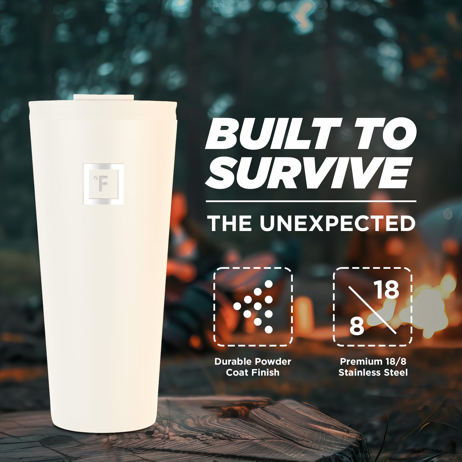 IRON °FLASK Classic Tumbler cashmere cream leakproof lid enables mess-free hydration on the go.