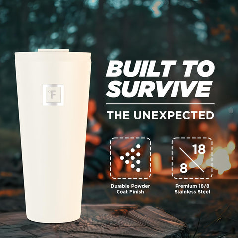 IRON °FLASK Classic Tumbler cashmere cream leakproof lid enables mess-free hydration on the go.