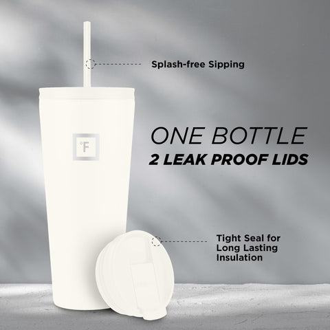 IRON °FLASK Classic Tumbler cashmere cream splash-proof straw lid for convenient sipping.