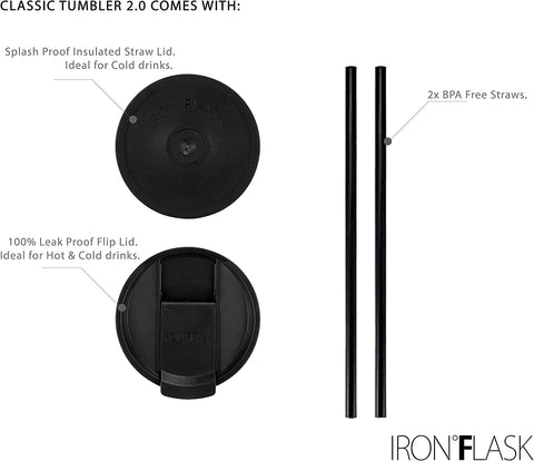 IRON °FLASK Classic Tumbler built-in coaster prevents slips and spills.