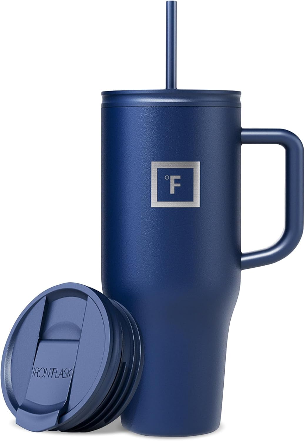 IRON °FLASK Co-Pilot 32oz mug in Twilight Blue, compact top view for on-the-go use.