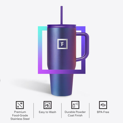 IRON °FLASK Co-Pilot fits standard cup holders for commuting and travel.