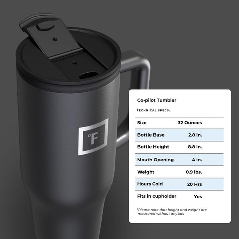 32 oz IRON °FLASK Co-Pilot travel mug ready for long days