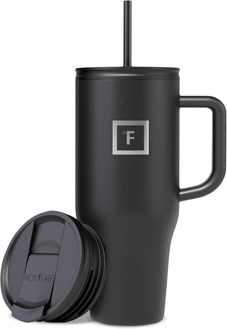 IRON °FLASK Co-Pilot mug with straw lid for spill-free sipping on the go