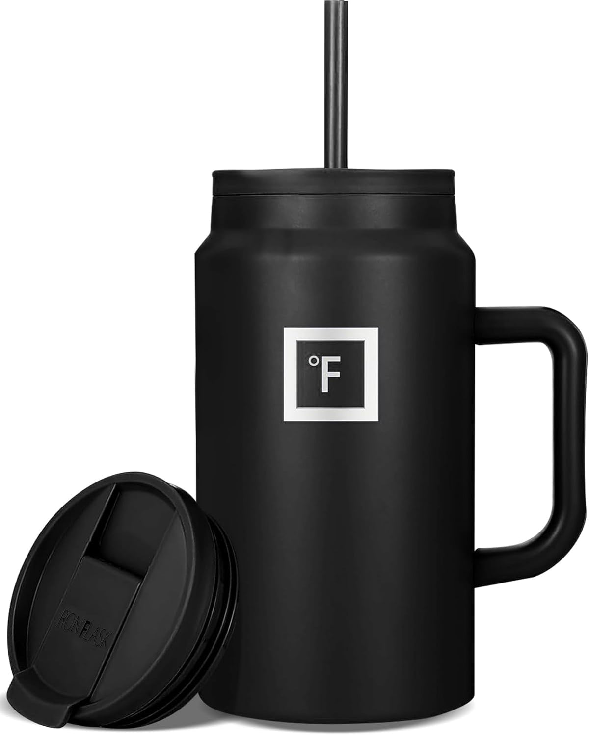 IRON °FLASK Co-Pilot mug with straw lid for convenient sipping on the go.