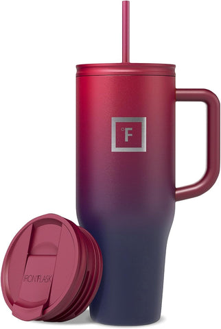 IRON °FLASK Co-Pilot mug with straw lid keeps drinks hot or cold on the go