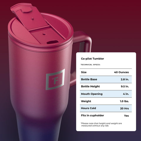 IRON °FLASK Co-Pilot mug includes two lids for versatility
