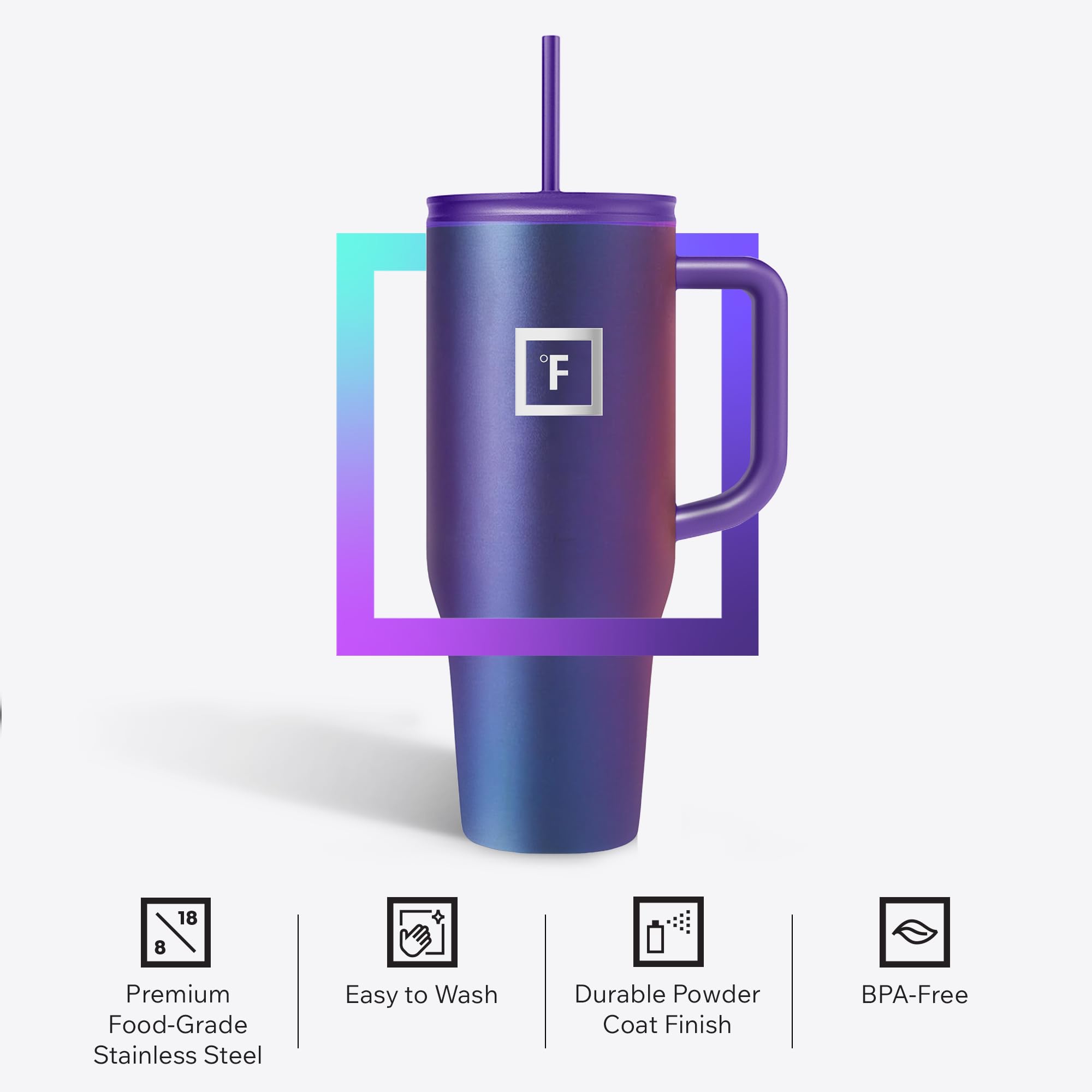 Co-Pilot wide mouth facilitates easy cleaning of the mug