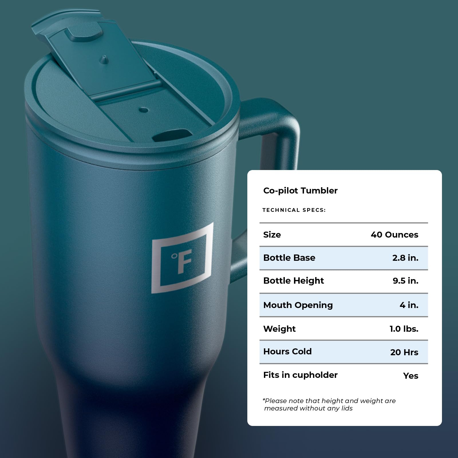 IRON °FLASK Co-Pilot easy-clean wide mouth for thorough scrubbing