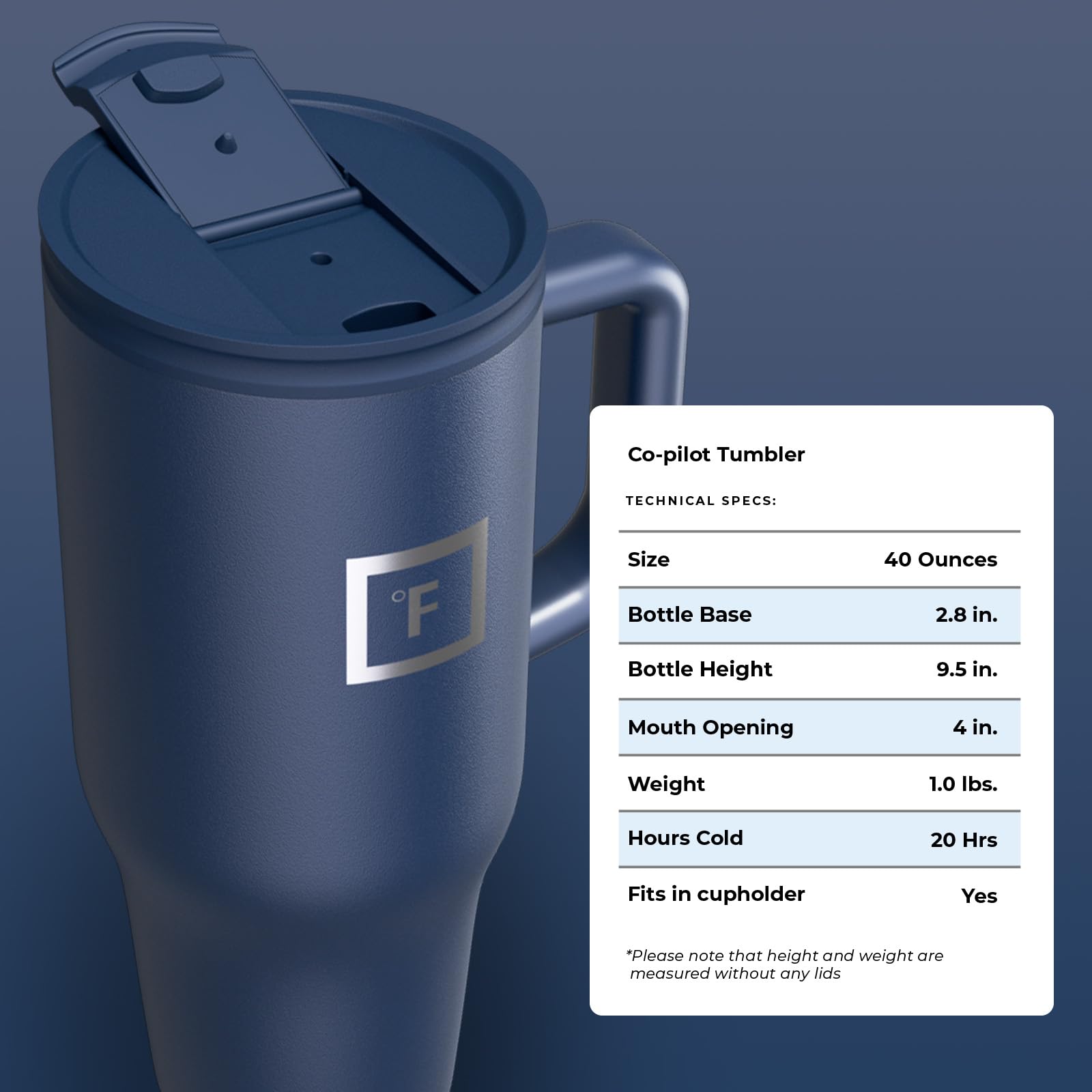 IRON °FLASK Co-Pilot mug ideal for daily errands and commuting