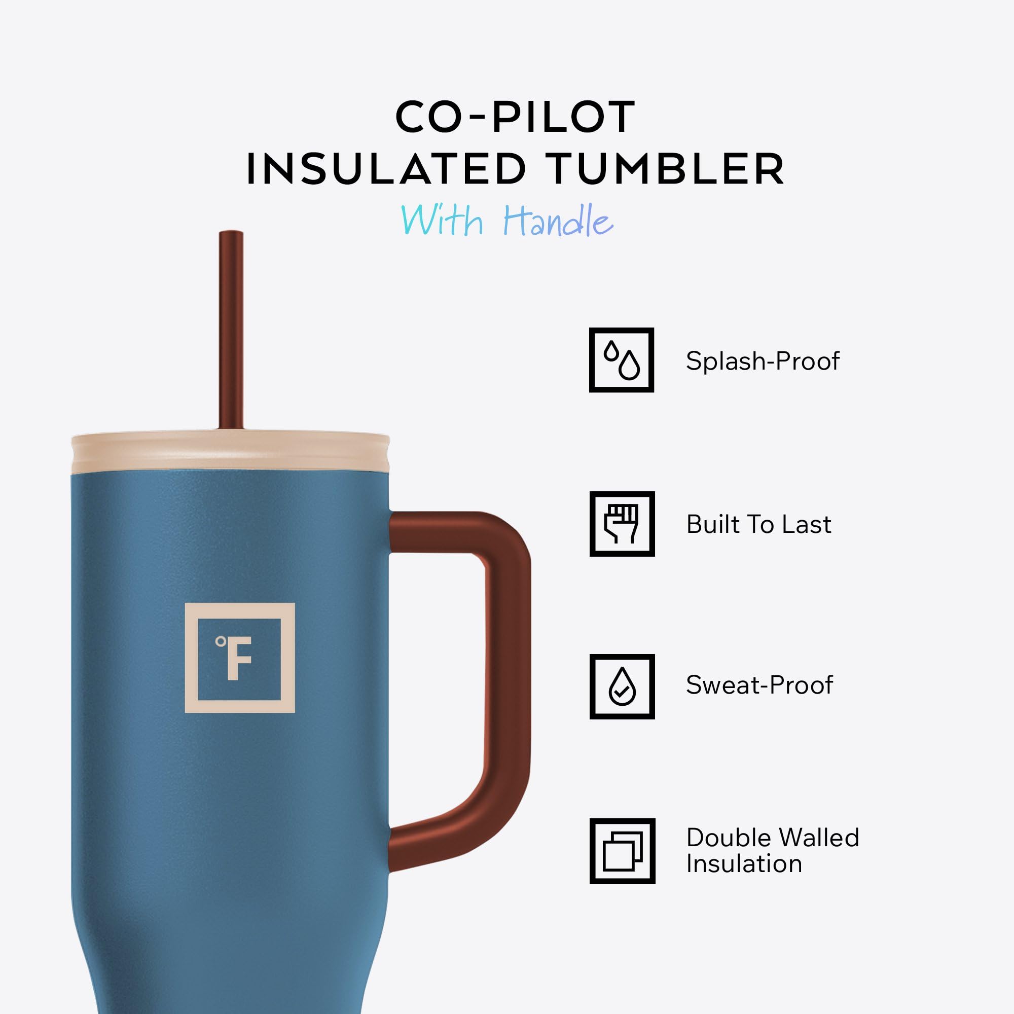 IRON °FLASK Copilot straw lid for easy sipping on the go.